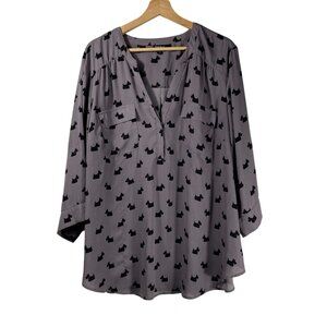 Torrid Women's Dog Print V-neck Blouse Purple Plus Size 3